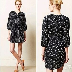 Anthropologie Black and White Polka Dot Mini Dress
